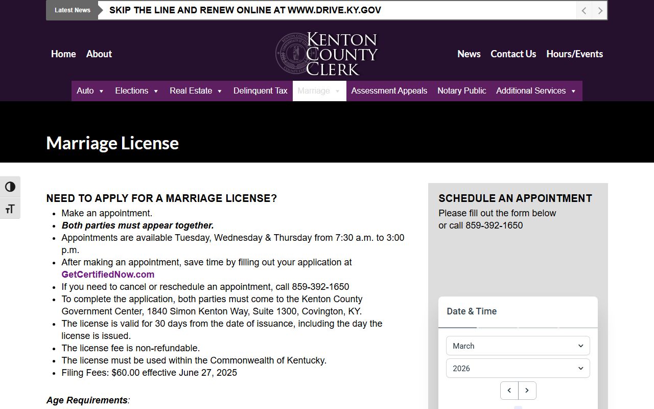 Kenton County Clerk office and public records access