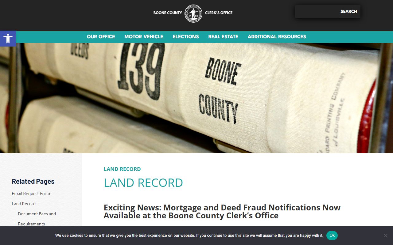 Boone County Clerk land records page