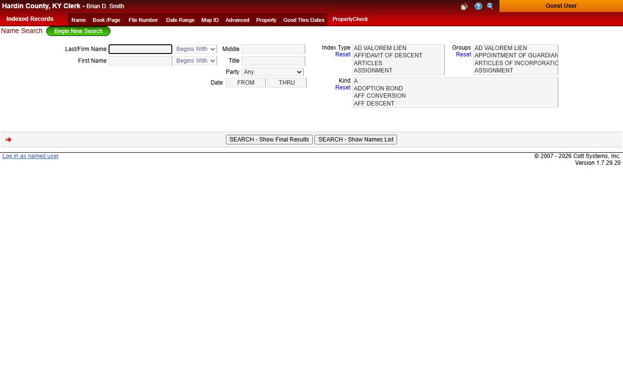 Hardin County eSearch system