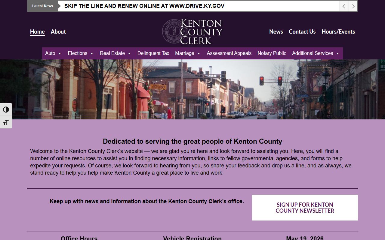 Kenton County Clerk website homepage
