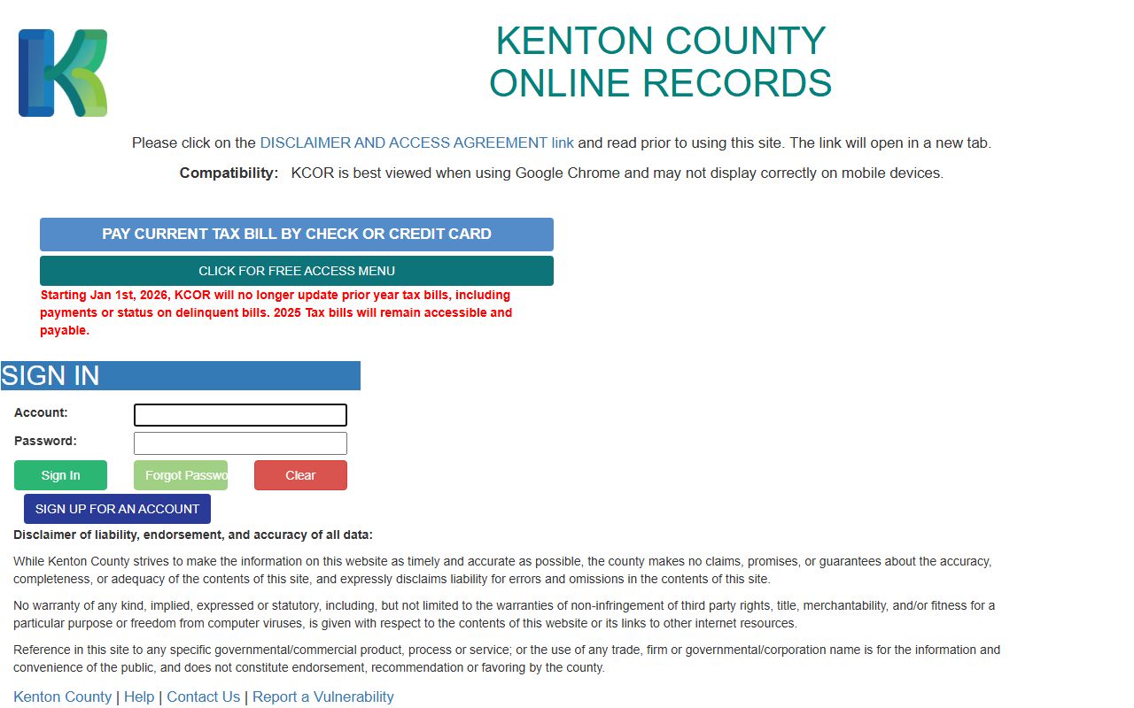 Kenton County Online Records system