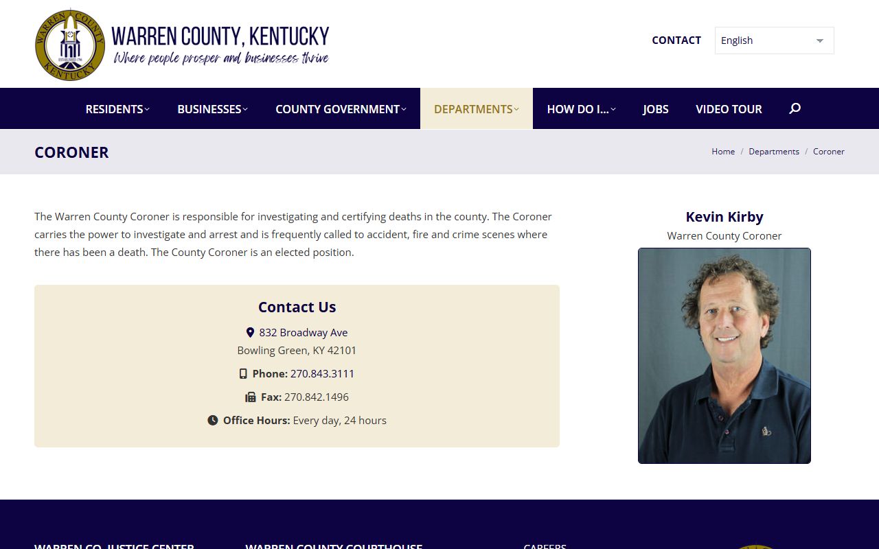 Warren County Coroner office information